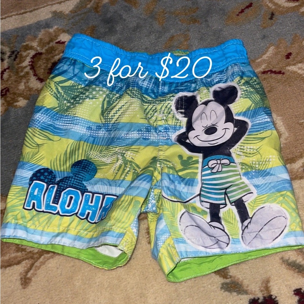 Disney Mickey Mouse swim trunks 3T - Blue and green  3itemsfor$20